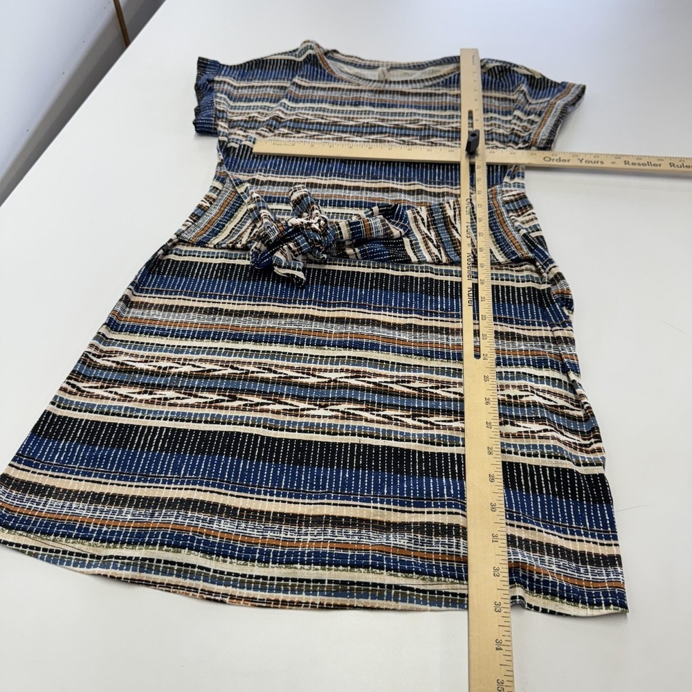 Gilli Dress Womens Small Blue Southwestern Striped Belted Mini Short Sleeve Boho - Picture 8 of 8